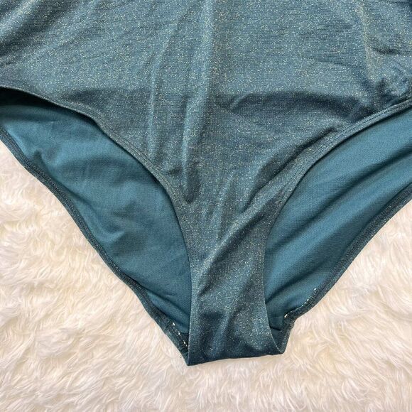 NEW JNY Jones New York Metallic Shimmer One-Piece Swimsuit Bodysuit - Picture 6 of 9